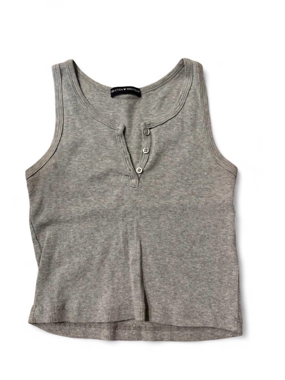 Brandy Melville Heather Gray Ribbed Henley Tank